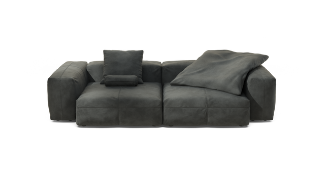 vetsak | Sofa Set 02 Large - Leather - Dark Grey | Modular Sofa | 3.5 Seater | Big Sofa