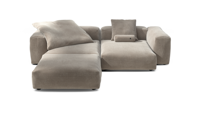vetsak | Sofa Set 03 - Cord Velour - Platinum | Modular Sofa | 3.5 Seater | Big Sofa | Corner Sofa