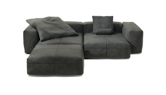 vetsak | Sofa Set 03 - Leather - Dark Grey | Modular Sofa | 3.5 Seater | Big Sofa | Corner Sofa