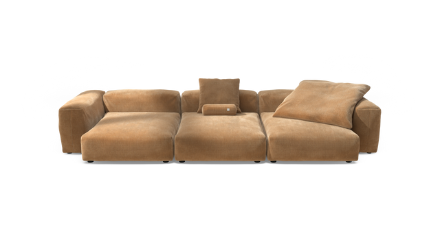 vetsak | Sofa Set 05 - Cord Velour - Camel | Modular Sofa | 5 Seater | Big Sofa | Corner Sofa
