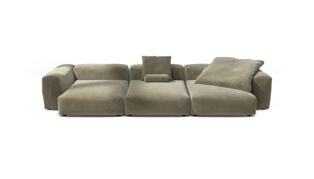 vetsak | Sofa Set 05 - Cord Velour - Khaki | Modular Sofa | 5 Seater | Big Sofa | Corner Sofa