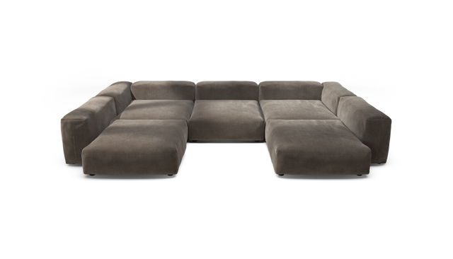vetsak | Sofa Set 06 - Cord Velour - Mocha | Modular Sofa | 6.5 Seater | Big Sofa | U-Shape | Corner Sofa