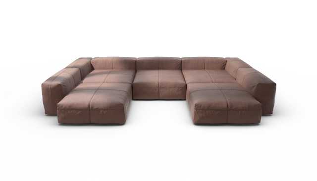 vetsak | Sofa Set 06 - Leather - Stone | Modular Sofa | 6.5 Seater | Big Sofa | U-Shape | Corner Sofa