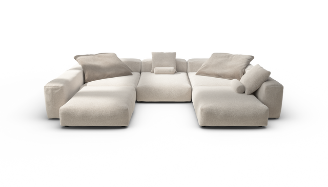 vetsak | Sofa Set 06 - Nub - Creme | Modular Sofa | 6.5 Seater | Big Sofa | U-Shape | Corner Sofa