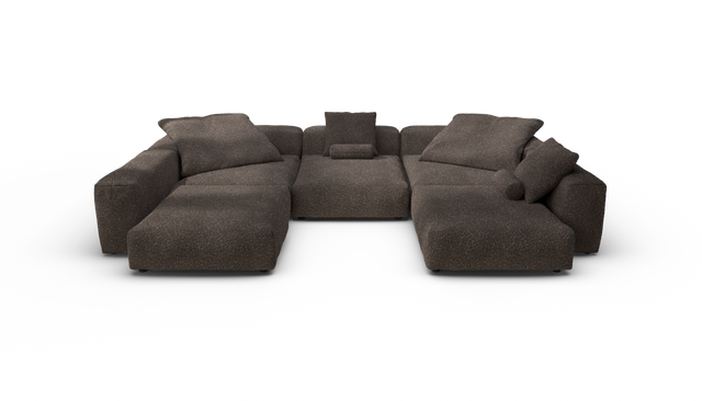 vetsak | Sofa Set 06 - Nub - Walnut | Modular Sofa | 6.5 Seater | Big Sofa | U-Shape | Corner Sofa