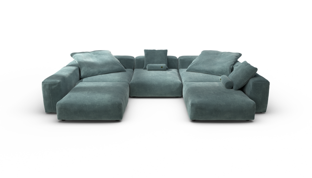 vetsak | Sofa Set 06 - Cord Velour - Mint | Modular Sofa | 6.5 Seater | Big Sofa | U-Shape | Corner Sofa