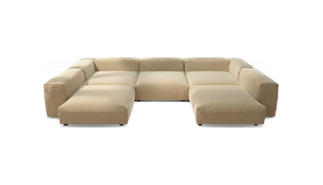 vetsak | Sofa Set 06 - Suave - Creme | Modular Sofa | 6.5 Seater | Big Sofa | U-Shape | Corner Sofa