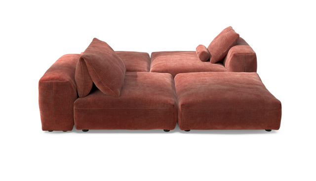 vetsak | Sofa Set 08 - Daybed - Cord Velour - Brick | Modular Sofa | 6 Seater | Outdoor Island | Double lounger