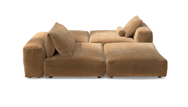 vetsak | Sofa Set 08 - Daybed - Cord Velour - Camel | Modular Sofa | 6 Seater | Outdoor Island | Double lounger