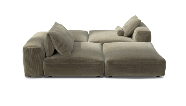 vetsak | Sofa Set 08 - Daybed - Cord Velour - Khaki | Modular Sofa | 6 Seater | Outdoor Island | Double lounger