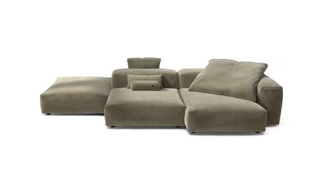 vetsak | Sofa Set 09 - The Island - Cord Velour - Khaki | Modular Sofa | 7 Seater | Sofa Island