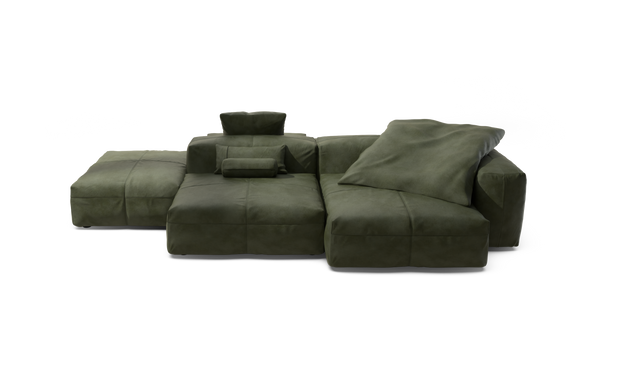 vetsak | Sofa Set 09 - The Island - Leather - Olive | Modular Sofa | 7 Seater | Sofa Island