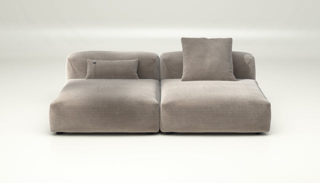 vetsak | Sofa Set 01 Large - Cord Velour - Platinum | Modular Sofa | 3.5 Seater