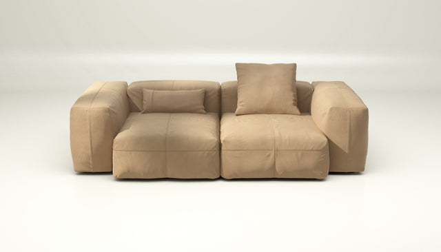 vetsak | Sofa Set 02 Medium - Leather - Beige | Modular Sofa | 2.5 Seater | Big Sofa