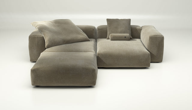 vetsak | Sofa Set 03 - Cord Velour - Khaki | Modular Sofa | 3.5 Seater | Big Sofa | Corner Sofa