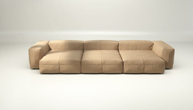 vetsak | Sofa Set 05 - Leather - Beige | Modular Sofa | 5 Seater | Big Sofa | Corner Sofa