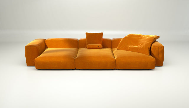 vetsak | Sofa Set 05 - Suave - Orange Blaze | Modular Sofa | 5 Seater | Big Sofa | Corner Sofa
