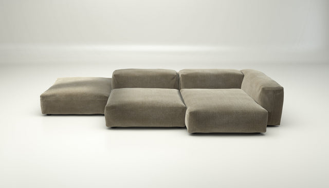 vetsak | Sofa Set 09 - The Island - Cord Velour - Khaki | Modular Sofa | 7 Seater | Sofa Island