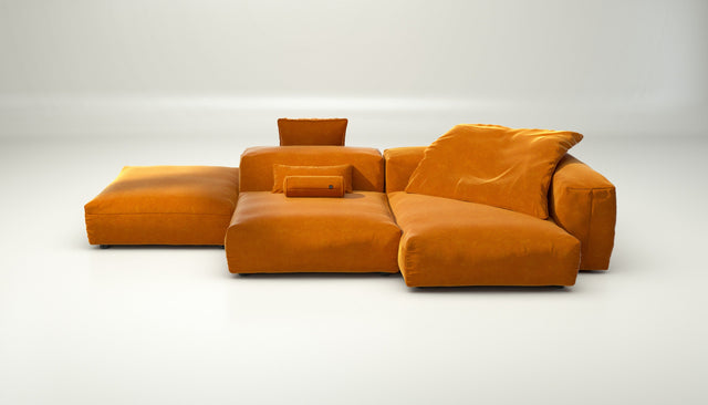 vetsak | Sofa Set 09 - The Island - Suave - Orange Blaze | Modular Sofa | 7 Seater | Sofa Island